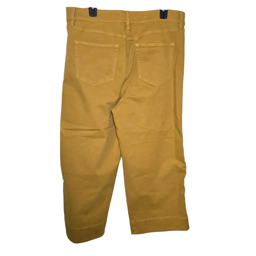Loft Women's Mustard Yellow Cropped Jeans, Size 32/14,High Waist, Wide Leg - Picture 6 of 9